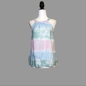 ❤️ M ❤️ NWOT Anthro Halter Tank Top Horizontal Stripes Watercolour Tie Dye​